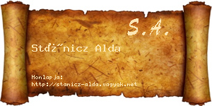 Stánicz Alda névjegykártya